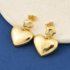 Серьги-гвоздики из латуни в форме сердца и звезды&nbsp;EJEW-F389-17G