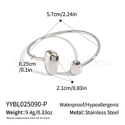 Bracelets manchettes en acier inoxydable 304 en forme de larme pour femmes&nbsp;LP8428-2