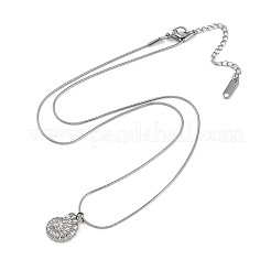 Collane con catena a serpente rotonda a forma di conchiglia in acciaio inox 304&nbsp;NJEW-Z044-03P