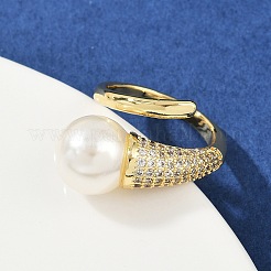 Манжеты из латуни с микро паве кубический цирконий для женщин&nbsp;RJEW-F186-01G