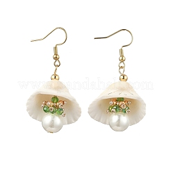 Серьги-ракушки из нержавеющей стали 304 с круглыми подвесками&nbsp;EJEW-MZ00549-07