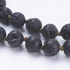 Collares con cuentas de roca de lava natural&nbsp;NJEW-P202-36-A18