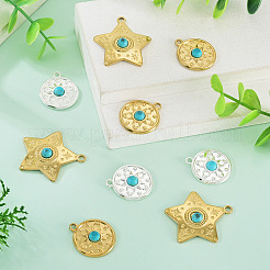 9 pièces 3 styles pendentifs turquoise synthétiques&nbsp;STAS-TA0006-41