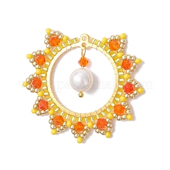 3 шт. подвески-солнца из стеклянных бусин двух цветов&nbsp;PALLOY-MZ00857