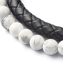 Braccialetti multifilo con perline rotonde in howlite naturale&nbsp;BJEW-JB06571-04