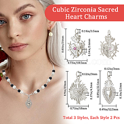 6 шт. подвеска в 3 стилях с покрытием из латуни с микропаве из кубического циркония&nbsp;STAS-BBC0013-24