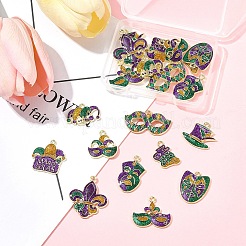 20 Stück 10 Stile Karneval/Mardi Gras Thema Legierung Emaille & Glitter Pulver Anhänger&nbsp;ENAM-FS0002-55