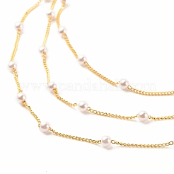 Collier triple couche perlé en plastique rond&nbsp;NJEW-JN03833
