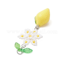 Лимон из стеклянных бусинок с большими цветочными подвесками&nbsp;PALLOY-MZ01077