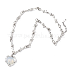 Ожерелья из цепочек с кулоном в виде сердца из опалового сплава с колючей проволокой для женщин&nbsp;NJEW-JN05614