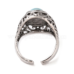 Овальные манжеты с синтетической бирюзой&nbsp;RJEW-B107-06AS-02