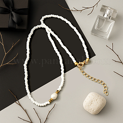 2 шт. двухцветные ожерелья из натурального рисового жемчуга и стеклянных бусин для женщин&nbsp;NJEW-GO0001-04B