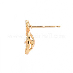 Серьги из латуни с микропейвом и прозрачным фианитом&nbsp;X-KK-T062-218G-NF