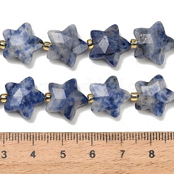 Fili di perline naturali a pois blu&nbsp;G-P573-C45-01