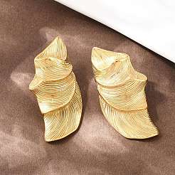 Серьги-гвоздики в форме листа из нержавеющей стали 304&nbsp;EJEW-Z155-01G