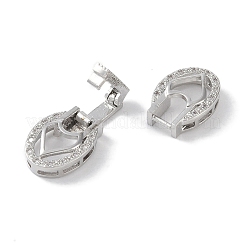 Placage en rack laiton micro pave zircon cubique transparent fermoirs rabattables&nbsp;KK-NH0002-03A-P