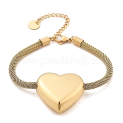 Bracciali a maglie a cuore in acciaio inossidabile 304&nbsp;BJEW-C089-12G