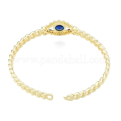 Bracelet manchette ouvert oeil de cheval zircone cubique&nbsp;BJEW-G651-04G-02
