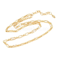 Collar de cadena de eslabones ovalados con circonita cúbica pavé de latón de 5 mm&nbsp;NJEW-D324-01G-01