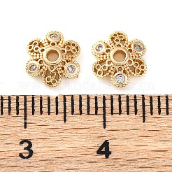 Capuchons de perles en zircone cubique transparent micro pave en laiton&nbsp;KK-Z089-03G