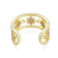 Открытое кольцо-манжета со звездой из кубического циркония&nbsp;RJEW-N037-006D