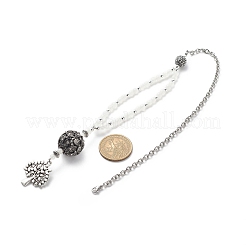 Натуральный белый лунный камень и горный хрусталь из сплава&nbsp;HJEW-JM00806