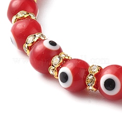 Bracelets extensibles perlés faits à la main au chalumeau mauvais œil&nbsp;BJEW-JB06463