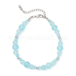 3шт 3-цветные матовые прозрачные стеклянные браслеты с бусинами для женщин&nbsp;BJEW-JB12136