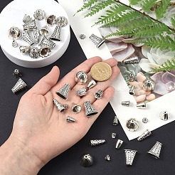 50 шт. 10-х стилевые тибетские сплавные многолепестковые колпачки для бусин&nbsp;TIBE-YW0001-77