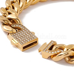 Ионное покрытие (ip) 304 нержавеющая сталь панцирный браслет цепи с застежкой-замком из кристаллов горного хрусталя для женщин BJEW-E107-01G-03