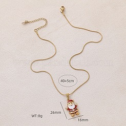 Женское ожерелье с подвеской Санта-Клауса из нержавеющей стали 304 с красной эмалью&nbsp;ZM1589