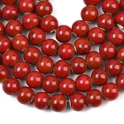 Chapelets de perles rondes en céramique émaillée en porcelaine émaillée manuelles&nbsp;PORC-L019-13mm-08