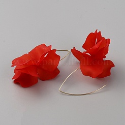 Orecchini pendenti con fiori in acrilico&nbsp;EJEW-WH0009-30G