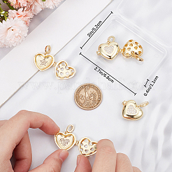 6 шт. 2 стиля латунные подвески с микропаве и кубическим цирконием&nbsp;ZIRC-BBC0003-08