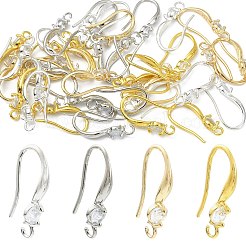 40 шт. 4-цветная латунная фурнитура для сережек-колец с микропаве из прозрачного кубического циркония&nbsp;KK-CJ0003-97