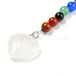 Porte-clés pendentif coeur en cristal de quartz naturel&nbsp;G-Z033-05P-01
