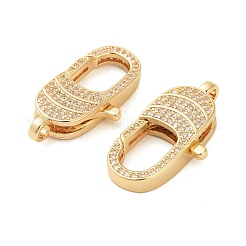 Fermagli a moschettone ovali in ottone con micro pavé di zirconi cubici trasparenti&nbsp;KK-I354-01G-04
