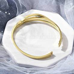 Brazaletes con bisagras de rhinestone de arcilla polimérica de acero inoxidable 304 con revestimiento iónico (IP) para mujer&nbsp;LS-BJEW-A011-16G
