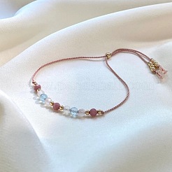 Браслеты-слайдеры из натуральных драгоценных камней и латунных бусин&nbsp;IH0971