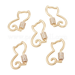 5 шт. латунные микро-паве прозрачные кубические цирконии винтовые карабины-замки&nbsp;KK-TA0003-18