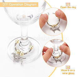 Charms in vetro di vino con ciondolo in lega di stile tibetano in stile 24 pz 12 con risultati in orecchino a cerchio in ottone&nbsp;AJEW-AB00059