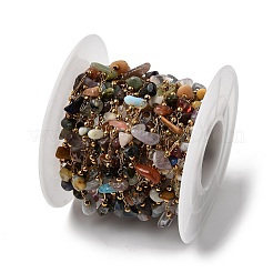 Цепочки ручной работы из нержавеющей стали 304 с бусинами из драгоценных камней.&nbsp;CHS-K020-16G