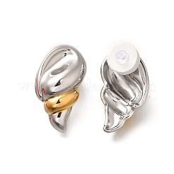 Pendientes de botón de dos tonos de acero inoxidable 304&nbsp;EJEW-G422-04GP-03