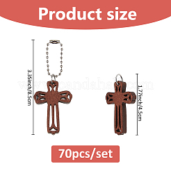 70 шт. подвесные украшения в виде креста из дерева&nbsp;HJEW-FH00123