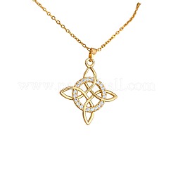 Collana da donna con ciondolo a nodo vichingo in ottone con micro pavé di zirconi cubici trasparenti e catena in acciaio inossidabile 304&nbsp;WG5818B-03