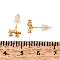 Серьги-гвоздики с бантом из латуни с микропаве из прозрачных кубических цирконий&nbsp;EJEW-C158-14B-G