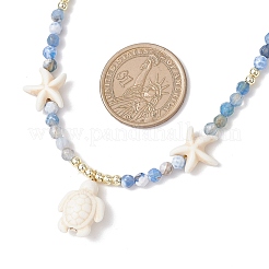 Летние ожерелья с подвесками в виде морских черепах из натурального окрашенного агата&nbsp;NJEW-JN05386-02