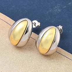 Двухцветные серьги-гвоздики из латуни для женщин&nbsp;EJEW-U057-04G-B