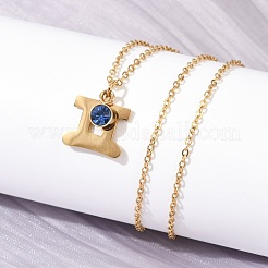 Colliers avec pendentif constellation de pierre de naissance en acier inoxydable 304&nbsp;LS-STAS-D305-08G-C