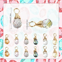 10шт стеклянные подвески&nbsp;PALLOY-YW00130-01